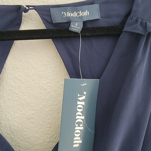 NWT Modcloth You are Flowing Places Navy Dress Size 2 - Picture 6 of 7
